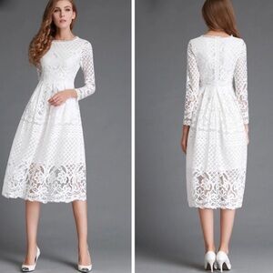 Aizhe Bella Crochet Lace Midi Dress
